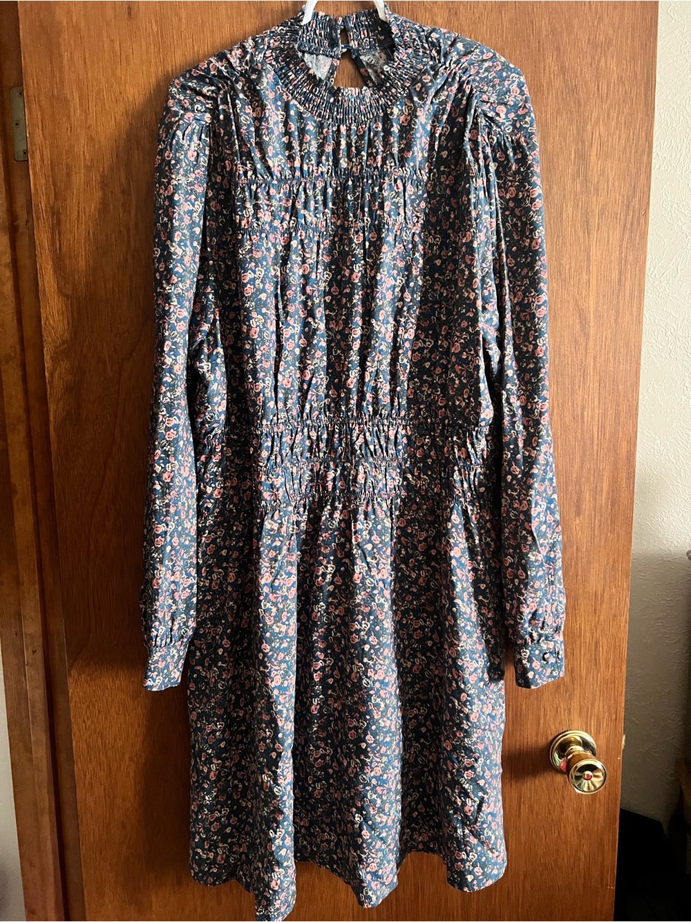 torrid Navy Long Sleeve Floral Smocked Midi Dress
